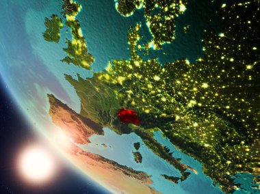 Yeryüzünde günbatımı sırasında İsviçre