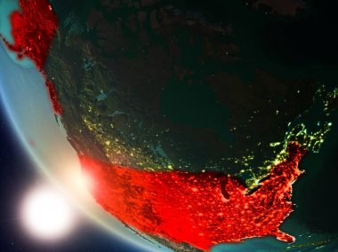 Yeryüzünde günbatımı sırasında ABD