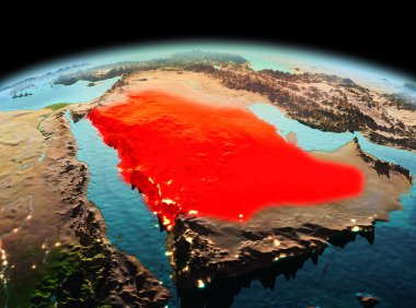 Suudi Arabistan uzayda Dünya 'da