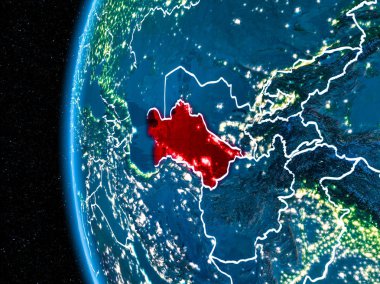 Türkmenistan gece yeryüzünde