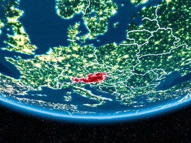 Planet Earth gece uzaydan Avusturya