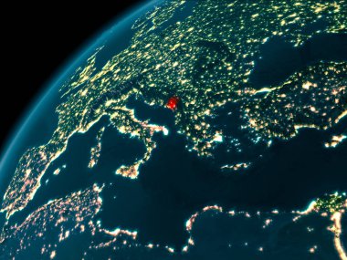 Dünya üzerinde gece Karadağ