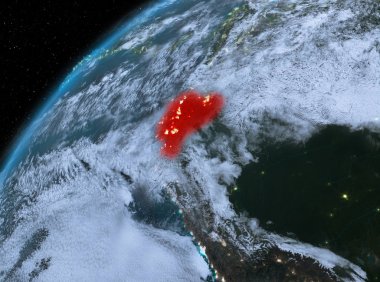 Planet Earth gece uzayda Ekvador