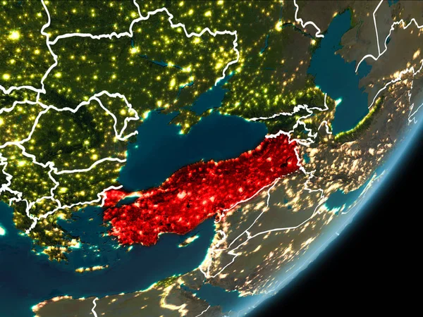Turecko v noci Země — Stock fotografie