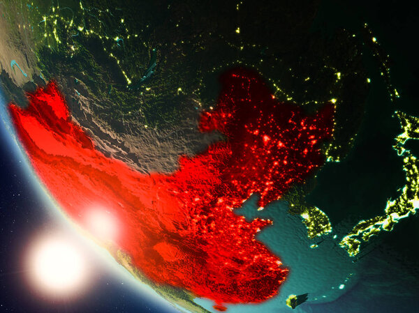 China during sunset on Earth
