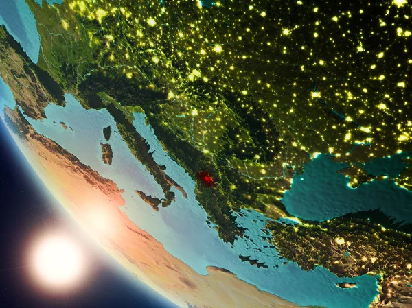 Yeryüzünde günbatımı sırasında Kosova