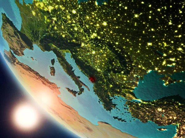 Montenegro auringonlaskun aikana maapallolla — kuvapankkivalokuva