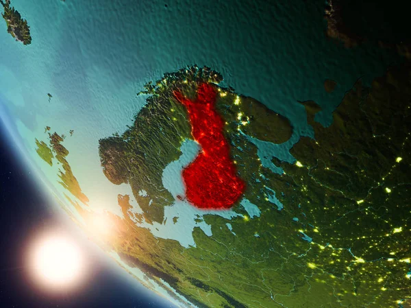 Finlandia al atardecer en la Tierra — Foto de Stock