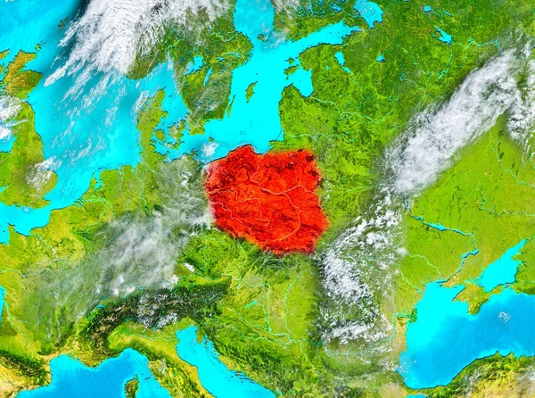Polonia in rosso sulla Terra — Foto Stock