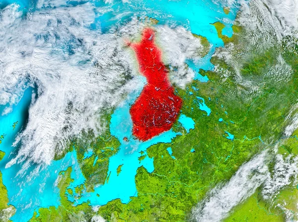 地球上の赤のフィンランド — ストック写真