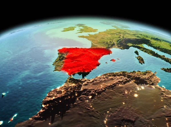 Spain on planet Earth in space
