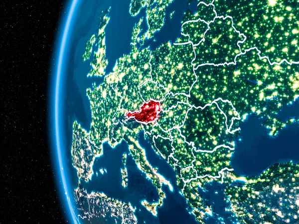 Österreich bei Nacht auf der Erde — Stockfoto
