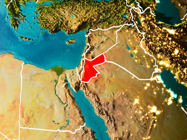 Map of Jordan on Earth — Stock Photo, Image