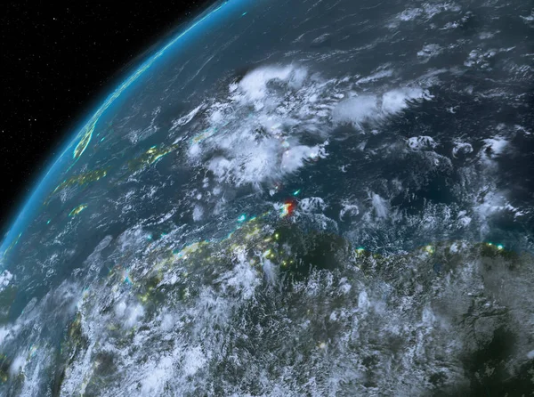 Caribbean Planet Earth gece uzayda