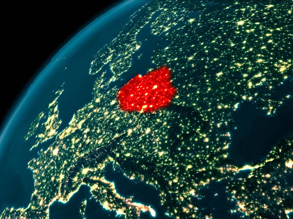 Polen bei Nacht auf der Erde — Stockfoto