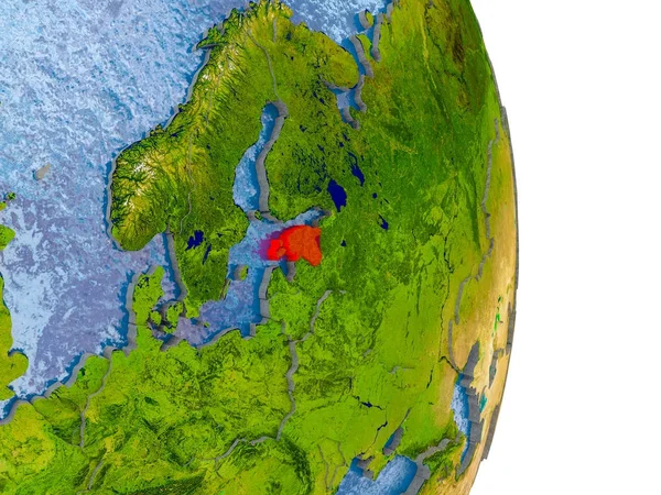 Estland op realistische wereldbol — Stockfoto