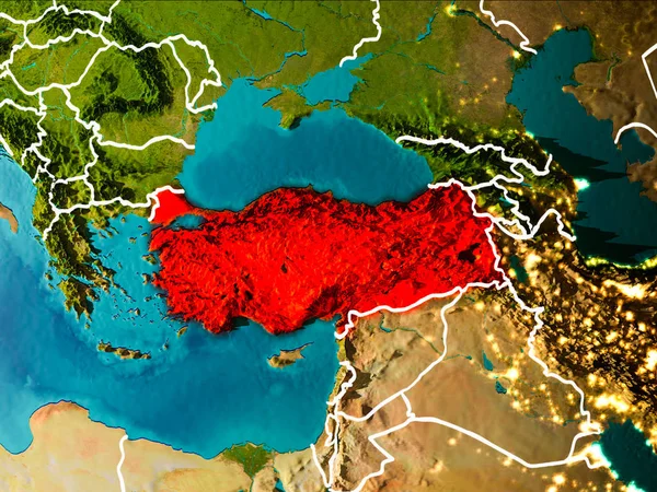 Mapa Turcji na ziemi — Zdjęcie stockowe