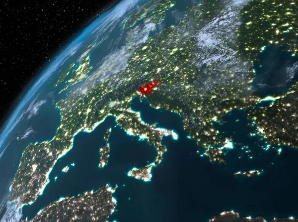 Planet Earth gece uzayda Slovenya