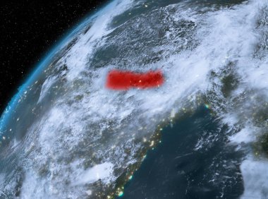 Planet Earth gece uzayda Nepal