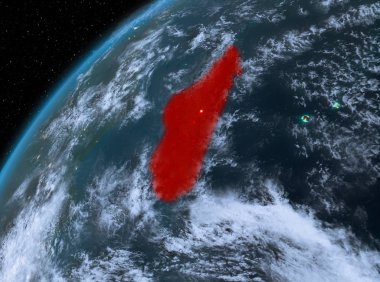 Madagaskar Planet Earth gece uzayda