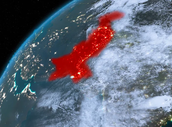 Pakistan Planet Earth gece uzayda