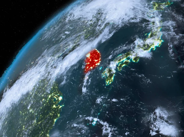 Güney Kore Planet Earth gece uzayda