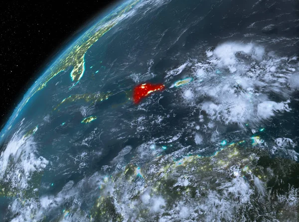 Planet Earth gece uzayda Dominik Cumhuriyeti