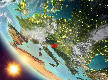 Günbatımı Slovenya yeryüzünde yukarıda