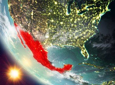 Meksika Dünya üzerinde yukarıda günbatımı