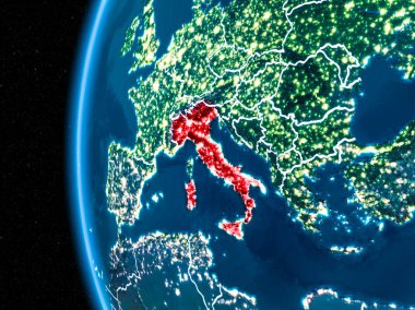 İtalya gece yeryüzünde