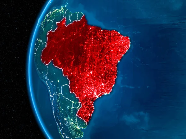 Brasil na Terra à noite — Fotografia de Stock