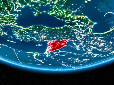 Suriye Planet Earth gece uzaydan
