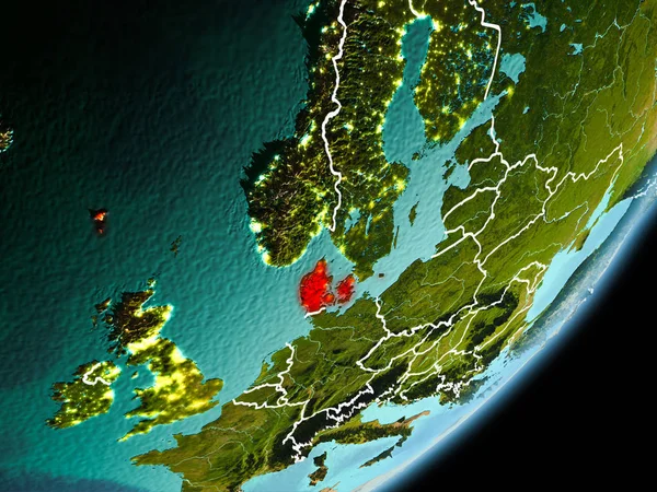 Yörünge görünümü Danimarka — Stok fotoğraf