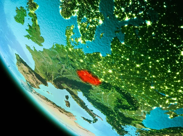 República Checa en rojo por la noche — Foto de Stock