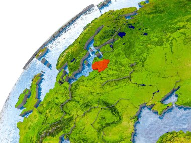 Litvanya Haritası dünya üzerinde kırmızı