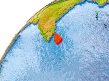 Sri Lanka Haritası dünya üzerinde kırmızı