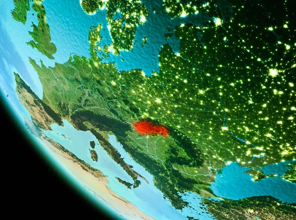 Eslovaquia en rojo por la noche — Foto de Stock