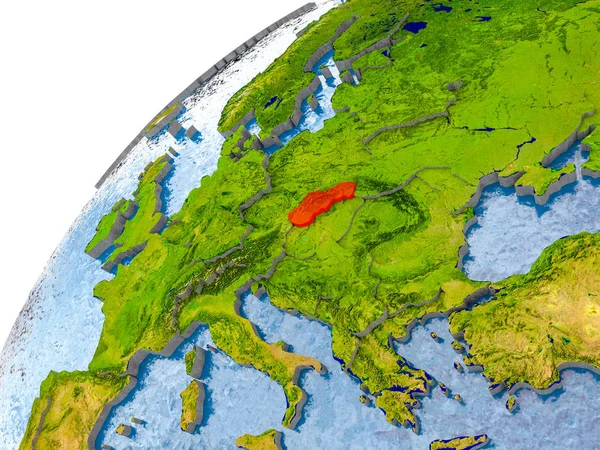 Mapa de Eslovaquia en rojo en globo —  Fotos de Stock