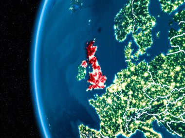 İngiltere gece yeryüzünde