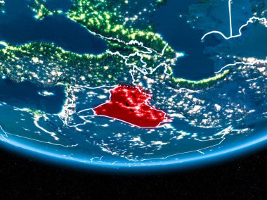 Irak Planet Earth gece uzaydan