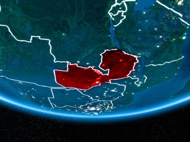 Planet Earth gece uzaydan Zambiya