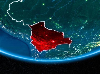 Bolivya Planet Earth gece uzaydan