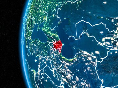 Azerbaycan gece yeryüzünde