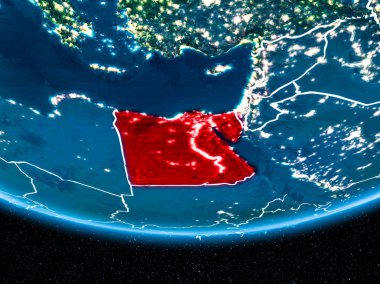 Planet Earth gece uzaydan Mısır