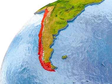 Şili Haritası dünya üzerinde kırmızı