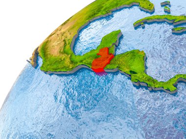 Guatemala Haritası dünya üzerinde kırmızı
