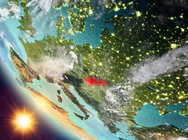 Günbatımı Slovakya dünya üzerinde yukarıda