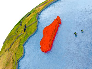 Madagaskar haritası dünya üzerinde kırmızı