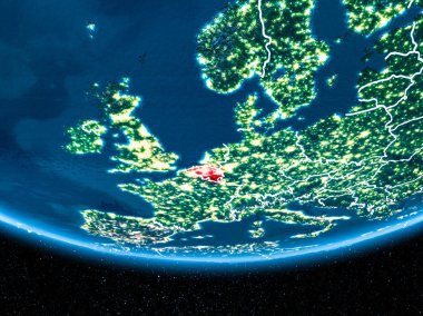Planet Earth gece uzaydan Belçika