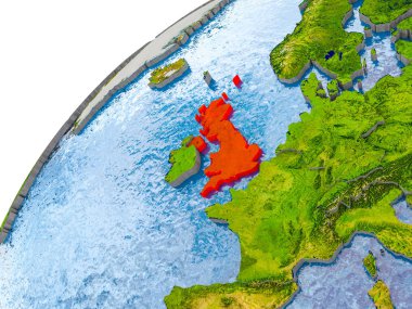 İngiltere harita kırmızı küre üzerinde